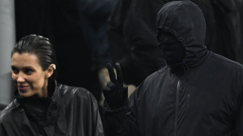 Zamaskowany Kanye West poszedł z żoną na mecz