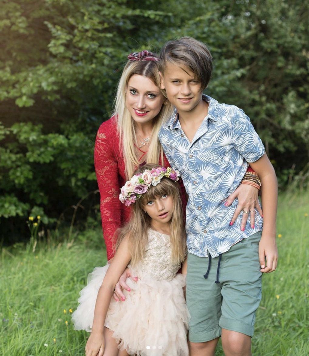 Justyna Żyła z dziećmi