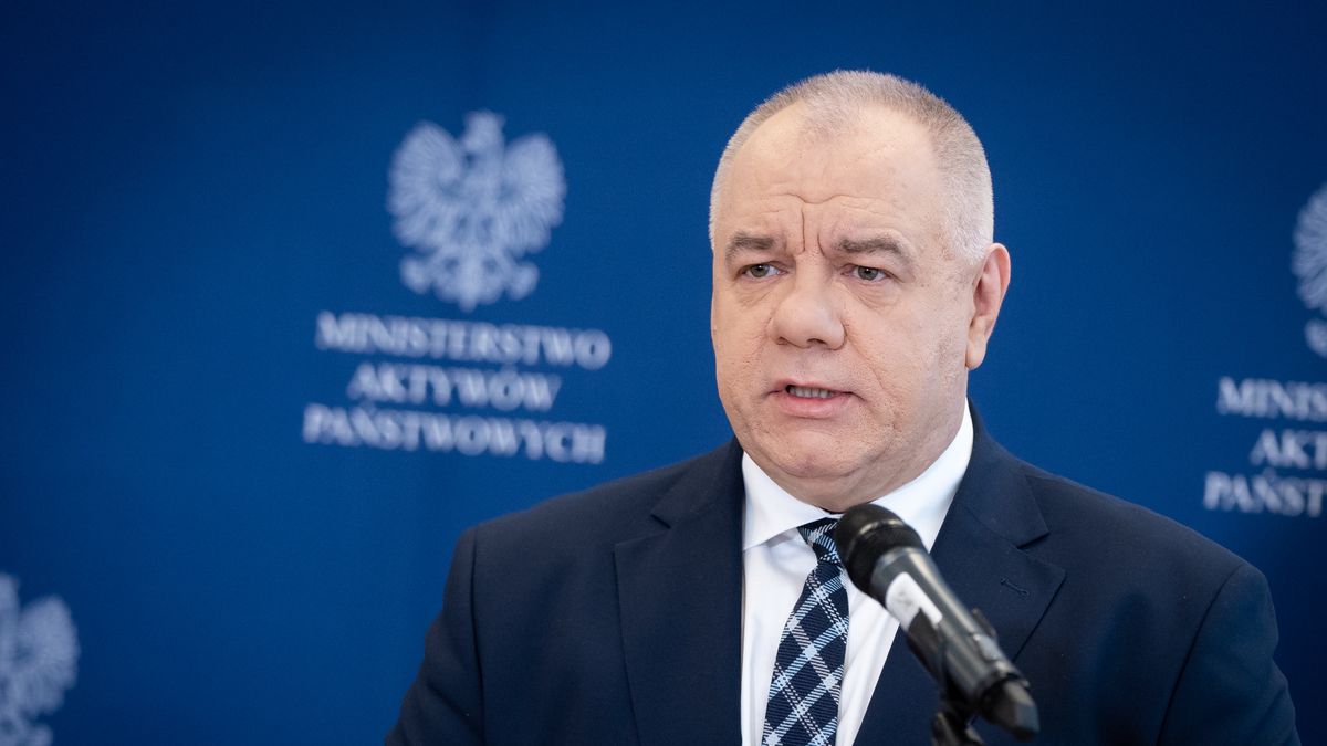 Polish Minister for State Assets Jacek Sasin during a joint press conference with Minister of Agriculture on state-owned Food Holding Company in Warsaw, Poland on March 29, 2022 (Photo by Mateusz Wlodarczyk/NurPhoto via Getty Images)