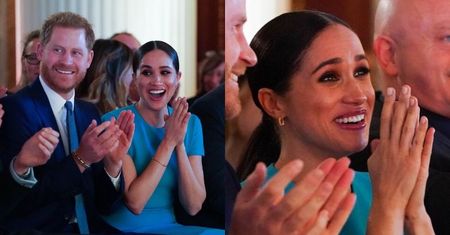 Poruszeni Meghan Markle i "po prostu Harry" oklaskują niespodziewane zaręczyny weterana wojennego na gali w Londynie (ZDJĘCIA)