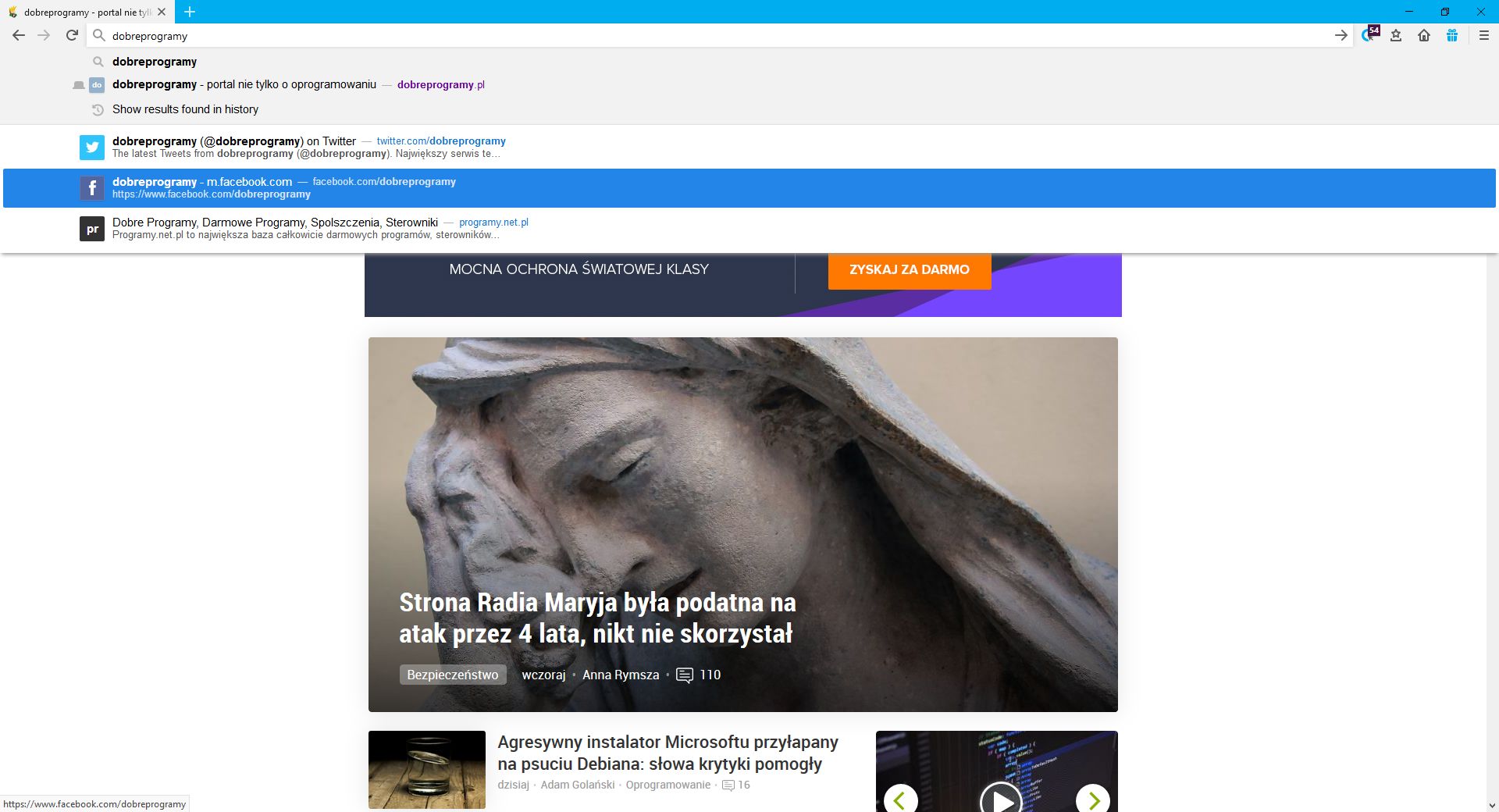 Podpowiedzi na pasku mogą zasugerować inne, ciekawe strony związane z danym tematem.