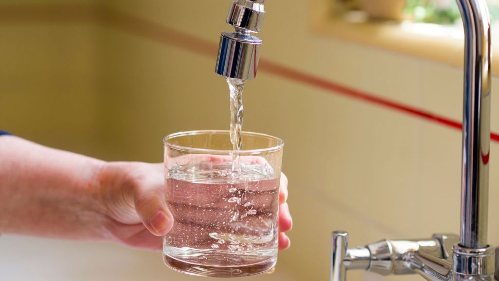 Challenge Posed By 'Forever' PFAS Chemicals In Tap Water
SANTA ANA, CA - APRIL 26: Pouring a glass of water from a kitchen faucet in Santa Ana on Friday, April 26, 2024. According to a study by the US Geological Survey, 45% of the tap water in the United States is contaminated with "forever chemicals" that are considered dangerous to human health.  In recent years, studies have found that humans exposed to some PFAS chemicals are more prone to everything from high cholesterol and hypertension to testicular cancer, breast cancer and, for girls, early-onset puberty.  (Photo by Leonard Ortiz/MediaNews Group/Orange County Register via Getty Images)
MediaNews Group/Orange County Re
hazard, tap water