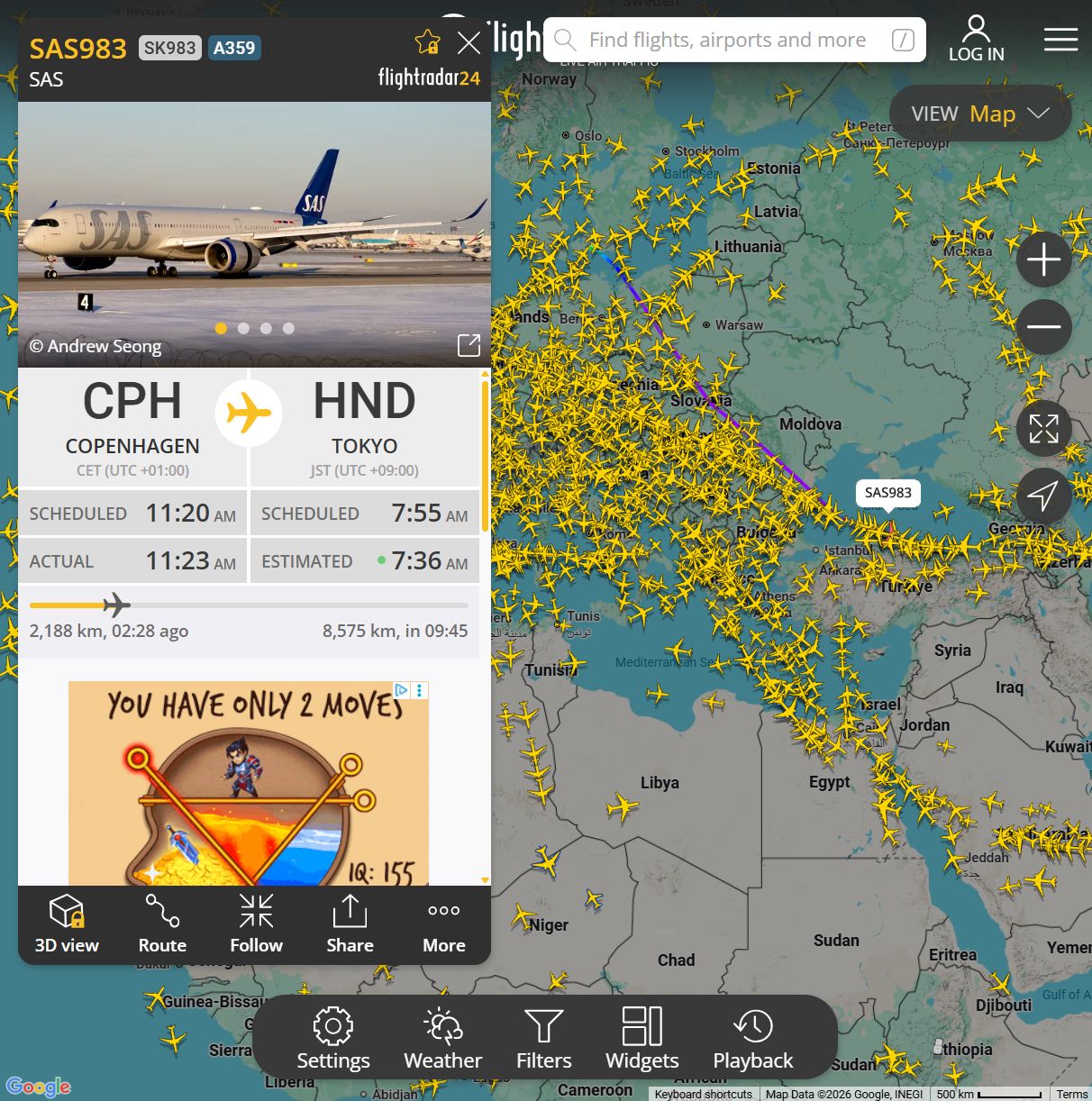 Przykładowy lot w serwisie