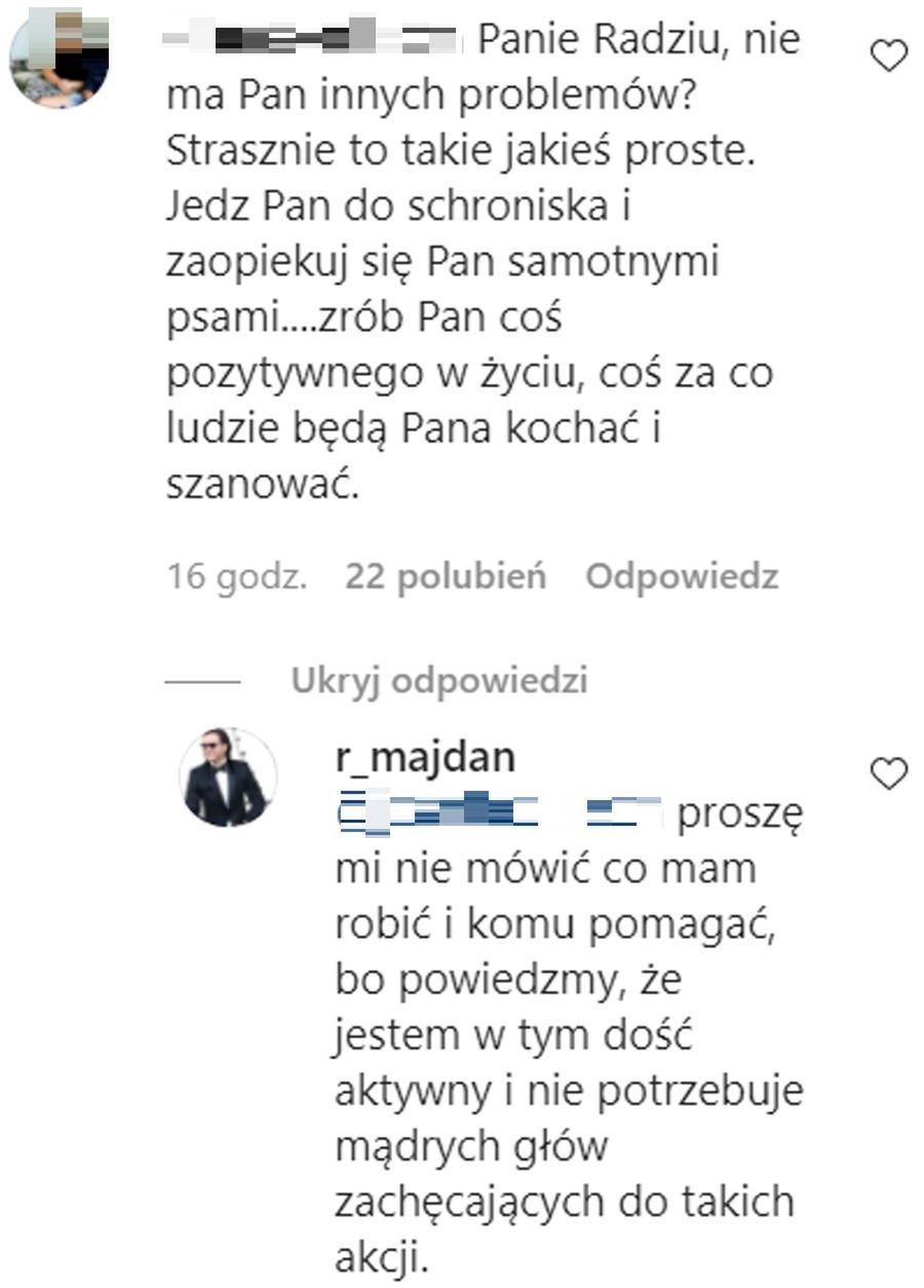 Radosław Majdan odpowiada internautce