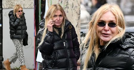 Monika Olejnik przemierza deszczową Warszawę w drogiej puchówce i odjeżdża PORYSOWANYM autem za KILKASET tysięcy złotych. Stylowa? (ZDJĘCIA)