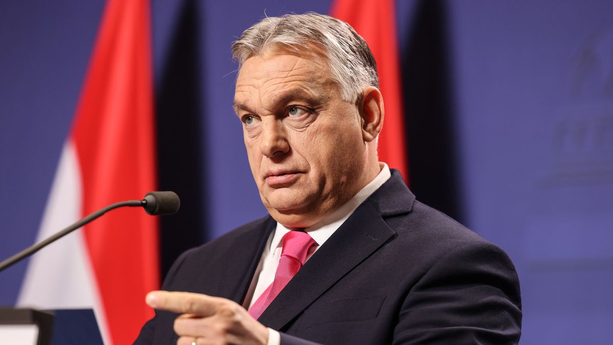 Viktor Orban, Hungary's prime minister, during his annual news conference in Budapest, Hungary, on Thursday, Dec. 21, 2023. Orban said the EU migration deal was bound to fail. Photographer: Akos Stiller/Bloomberg via Getty Images