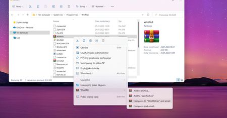 WinRAR 6.10 do pobrania. Integruje się z menu kontekstowym Windowsa 11
