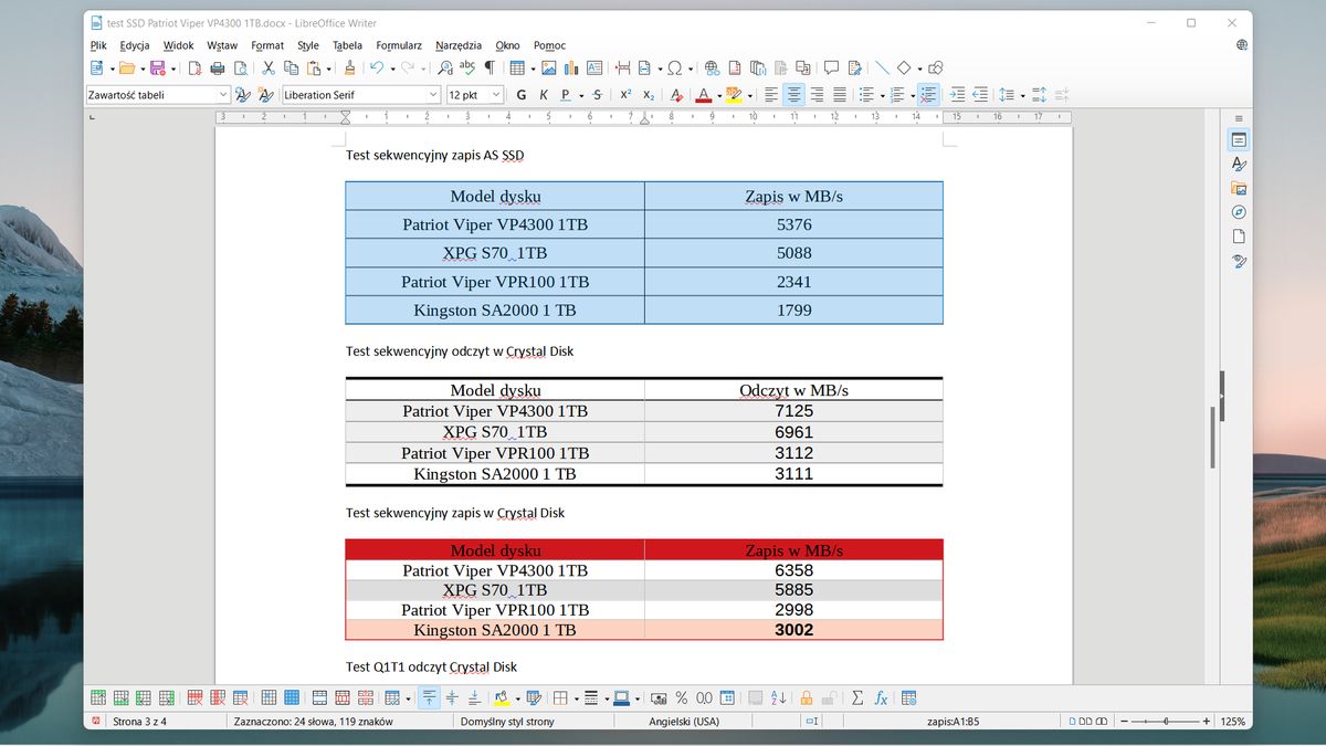 Funkcja wstawiania tabeli w programie LibreOffice.