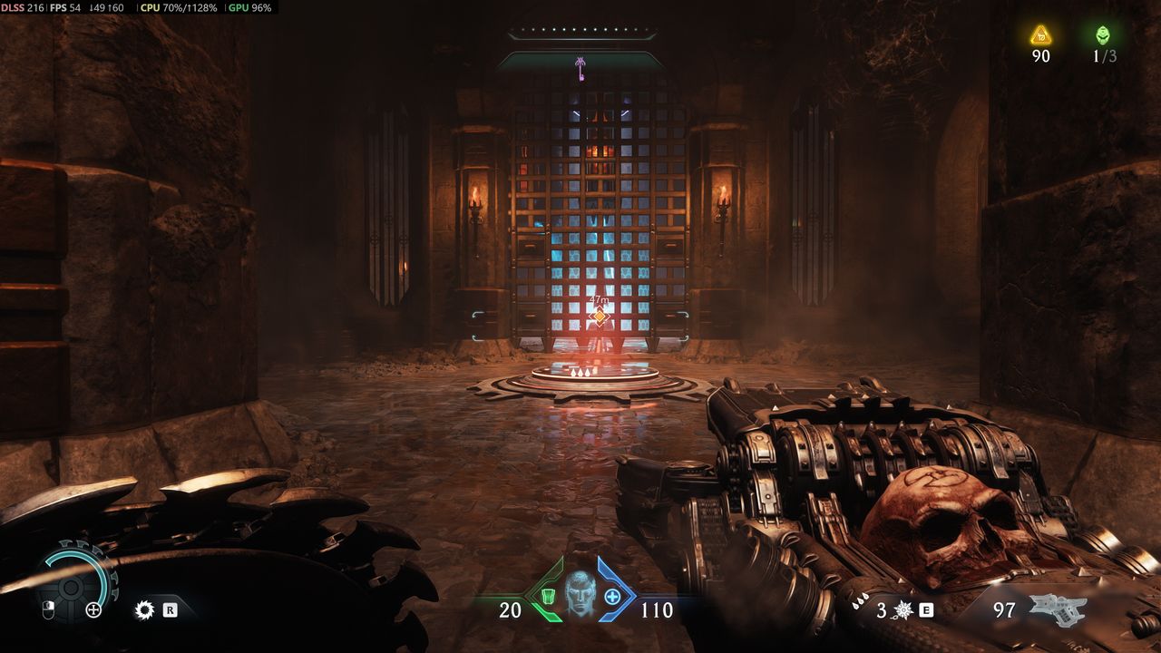 DOOM The Dark Ages na najwyższych ustawieniach po włączeniu FG
