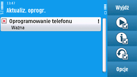 Aktualizacja aplikacji przez sieć GSM/3G (Nokia N97)