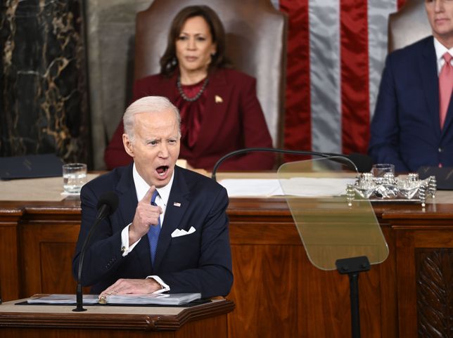 WASHINGTON, DC - FEBRUARY 7:  President Joe Biden delivers his State of the Union address to a joint session of Congress on Capitol Hill on Tuesday, February 7, 2023 in Washington, DC.  (Photo by Jonathan Newton/The Washington Post via Getty Images)