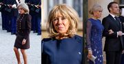 Pracowity początek tygodnia Brigitte Macron: odsłoniła nogi w spódniczce, zadała szyku w galowej sukni i odwiedziła przedszkole