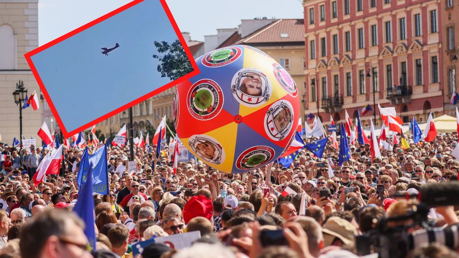 Nad maszerującymi przeleciał samolot z banerem