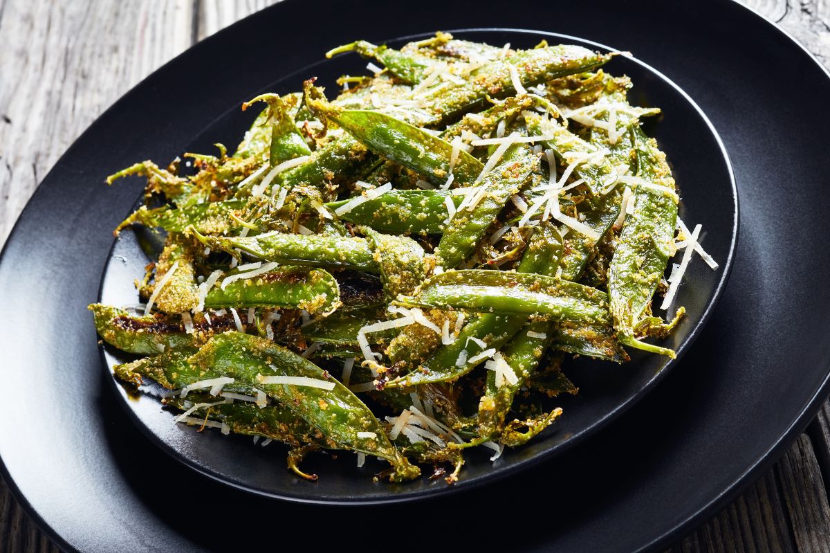 Sugar snap peas take center stage with parmesan and herbs