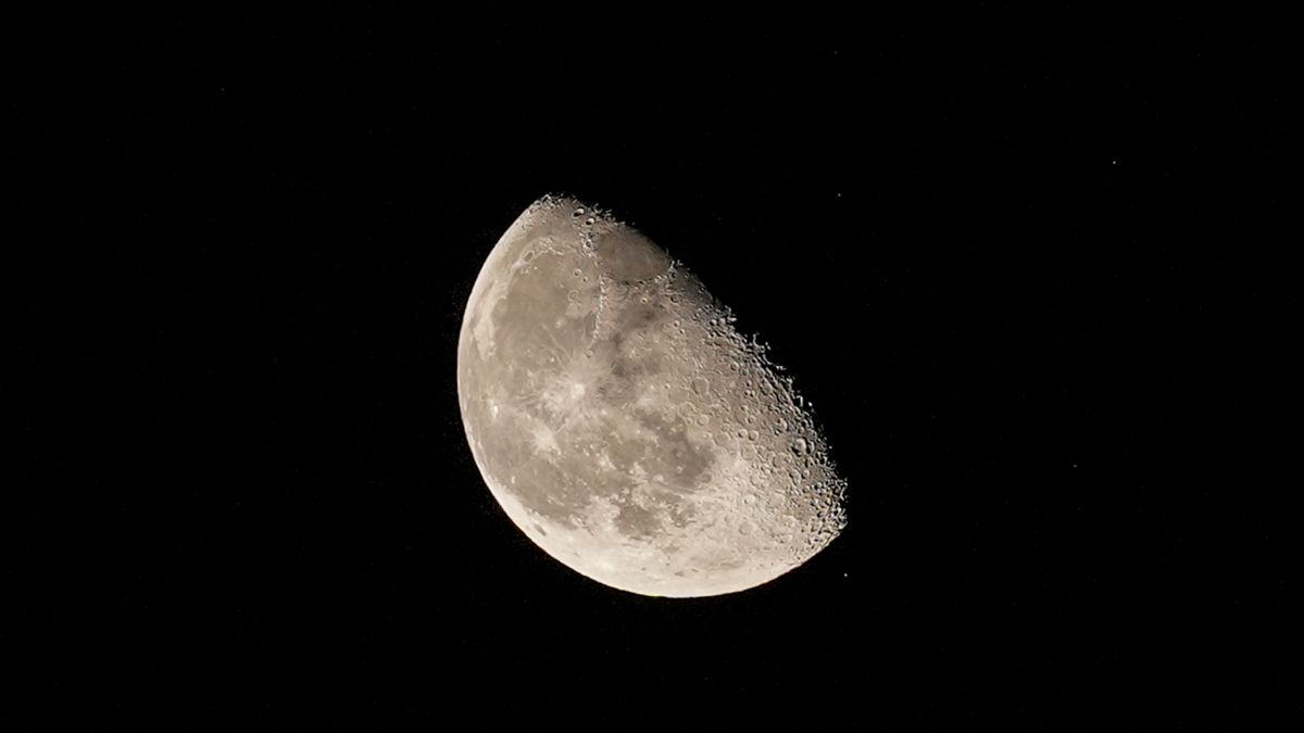ANKARA, TURKIYE  SEPTEMBER 13: A half moon is seen shining in the night sky along with the Pleiades constellation, visible from several locations in the capital Ankara, Turkiye on September 13, 2025. (Photo by Ercin Erturk/Anadolu via Getty Images)