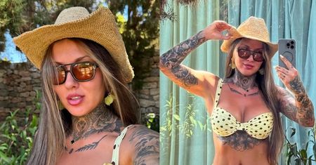 Osłonięta kapeluszem Deynn ODKRYWA wytatuowane ciało W BIKINI. Ibiza jej służy? (FOTO)