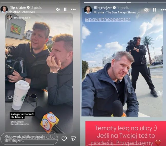 Zdjęcia z profili społecznościowych Filipa Chajzera