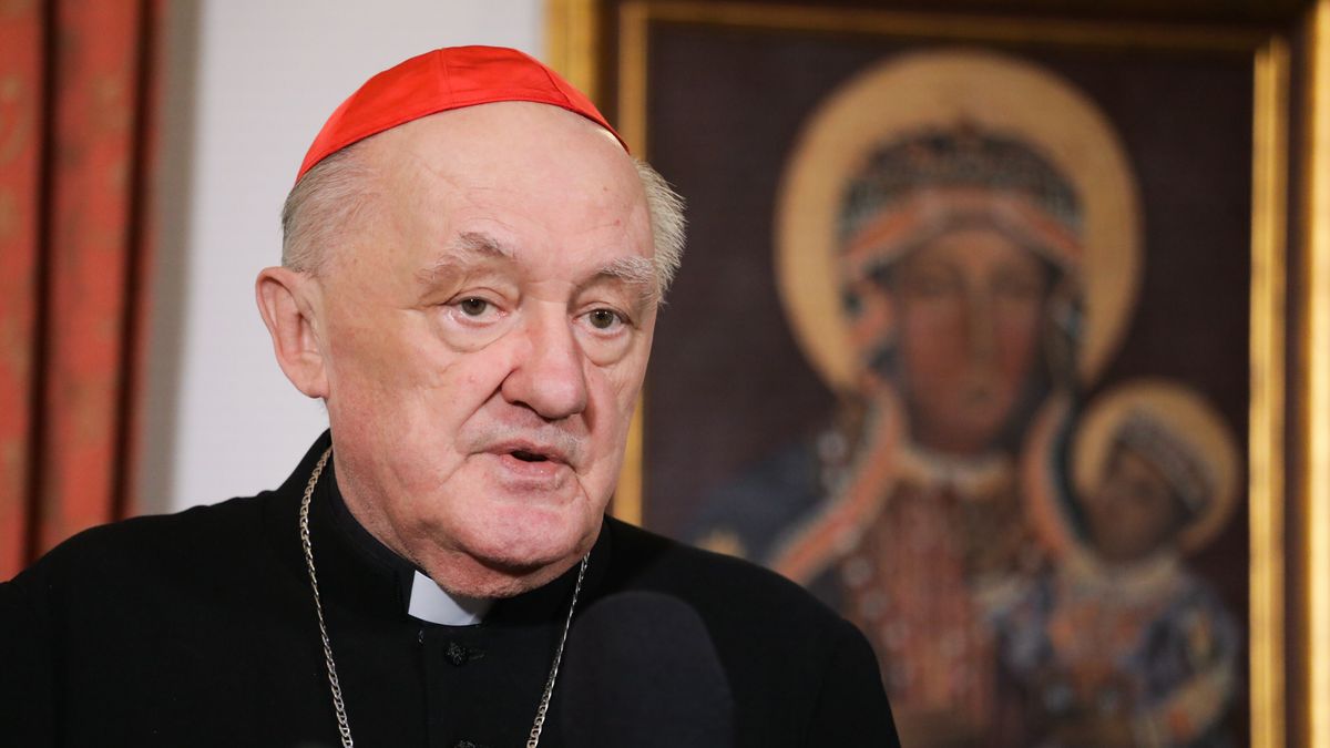 Warszawa, 22.04.2025. Arcybiskup senior archidiecezji warszawskiej kard. Kazimierz Nycz podczas konferencji prasowej w swoim domu w Warszawie, 22 bm. 21 bm. w wieku 88 lat zmarł papież Franciszek. (sko) PAP/Tomasz Gzell