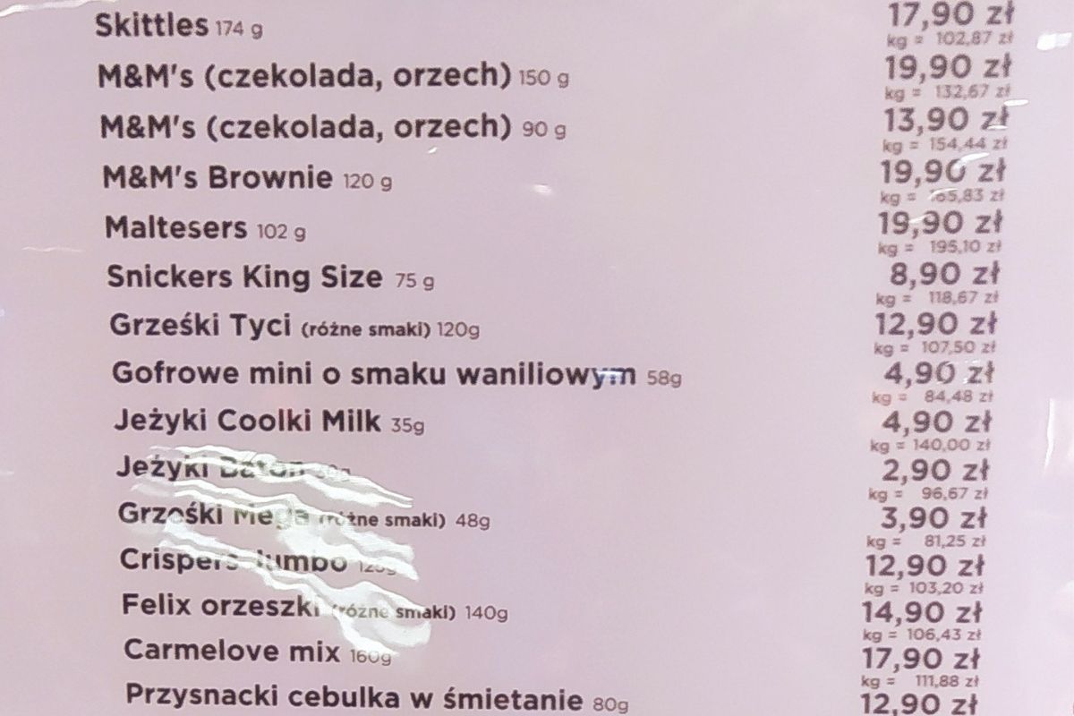 Cenny innych przekąsek w Multikinie