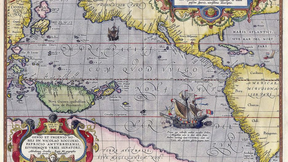 Mapa Oceanu Spokojnego (Maris Pacifici), Abraham Ortelius, 1589