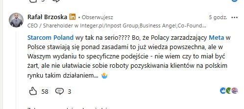 Do informacji Group One odniósł się Rafał Brzoska