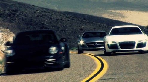 Porsche 911 Turbo vs Audi R8 vs SLS AMG on the street. And the winner is ... ? [video]