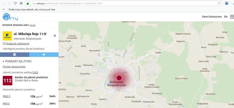 Bardzo zła jakość powietrza w Ostrowcu Świętokrzyskim. Lepiej zostań w domu dzisiaj i jutro