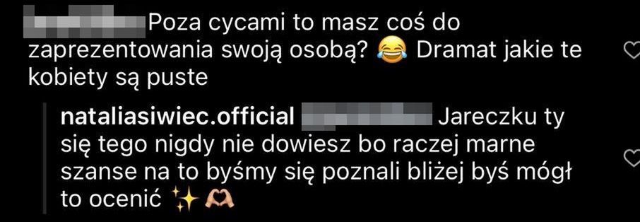 Komentarze pod postem Natalii Siwiec na Instagramie