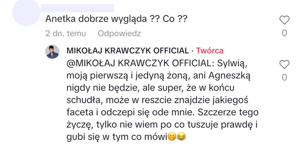 Mikołaj Krawczyk uderzył w Anetę Zając