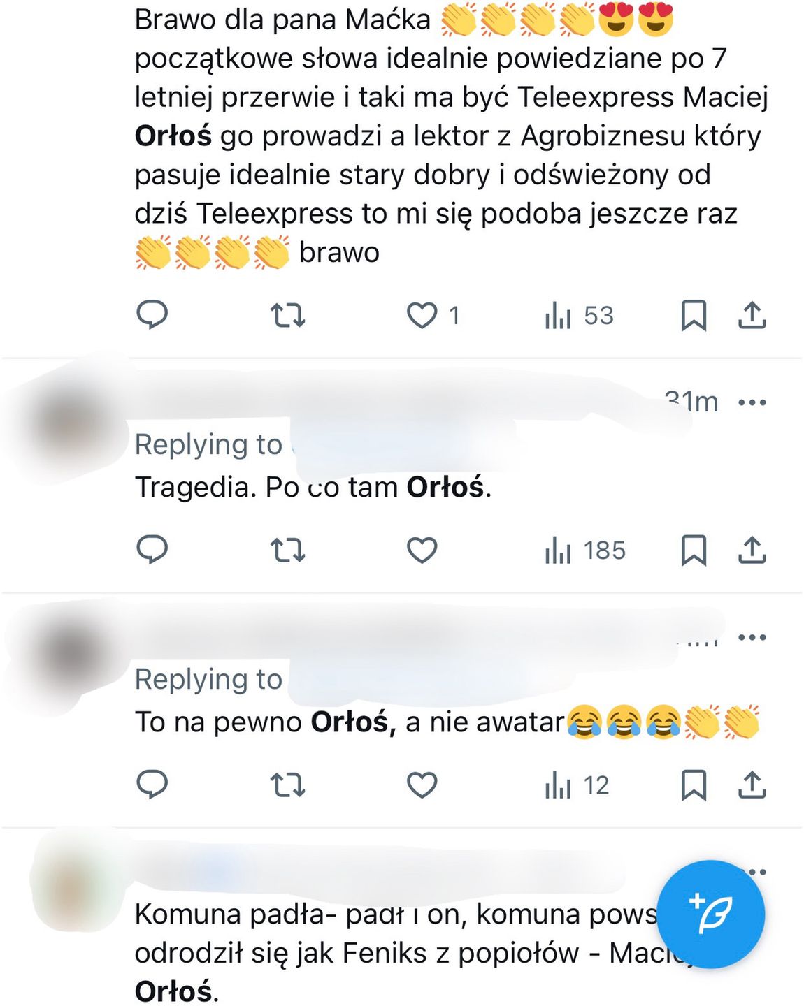 internauci komentują powrót Macieja Orłosia