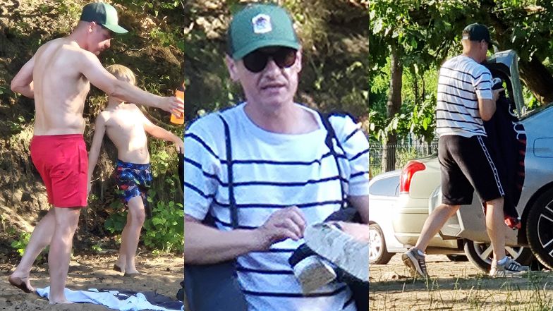 Marcin Mroczek zabrał synów nad rzekę