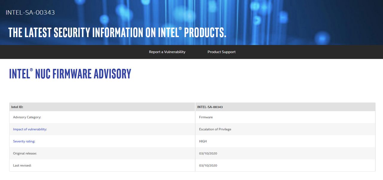 CVE-2020-0530 to Intel NUC