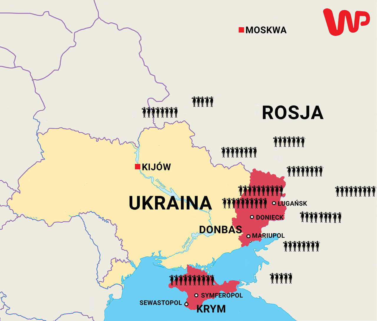 Ok. 100 tys. rosyjskich żołnierzy zostało rozstawionych wzdłuż wschodniej granicy Ukrainy (Fot. Wirtualna Polska)