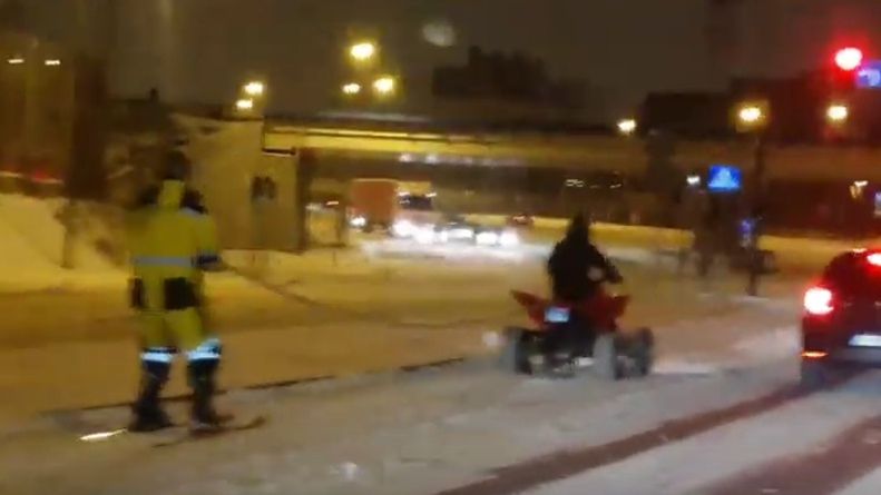 Narciarz ciągnięty przez quada, Poznań 2021