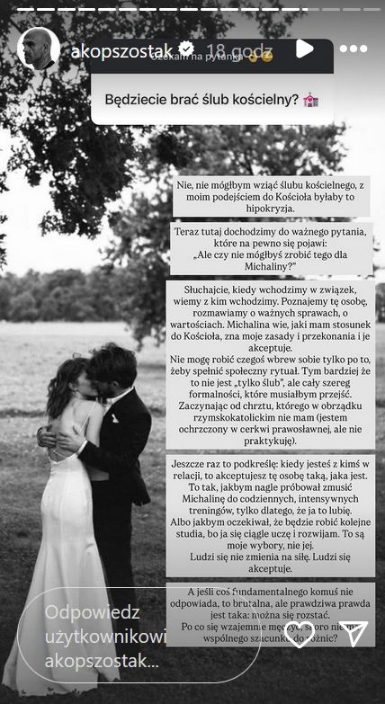 Akop Szostak o ślubie kościelnym