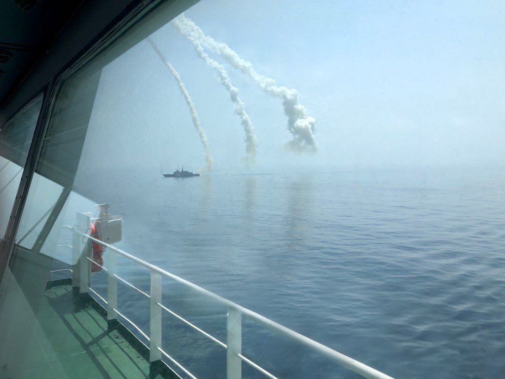 The frigate Alsace during the shooting down of three ballistic missiles fired by Houthi rebels.