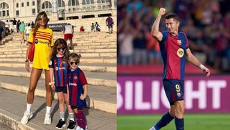 Anna Lewandowska świeci nogami, kibicując Robertowi na meczu w Barcelonie. Zabrała ze sobą córki