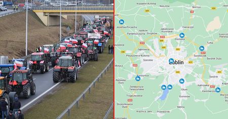 Protest rolników w Lublinie i okolicy – 23 marca. Trzy węzły na obwodnicy Lublina nieprzejezdne [MAPA BLOKAD, OBJAZDY]
