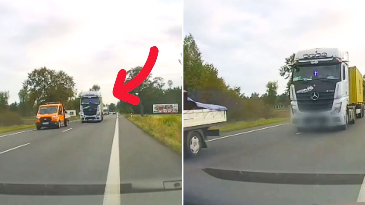 Kierowca ciężarówki przesadził. Wszystko nagrała kamera