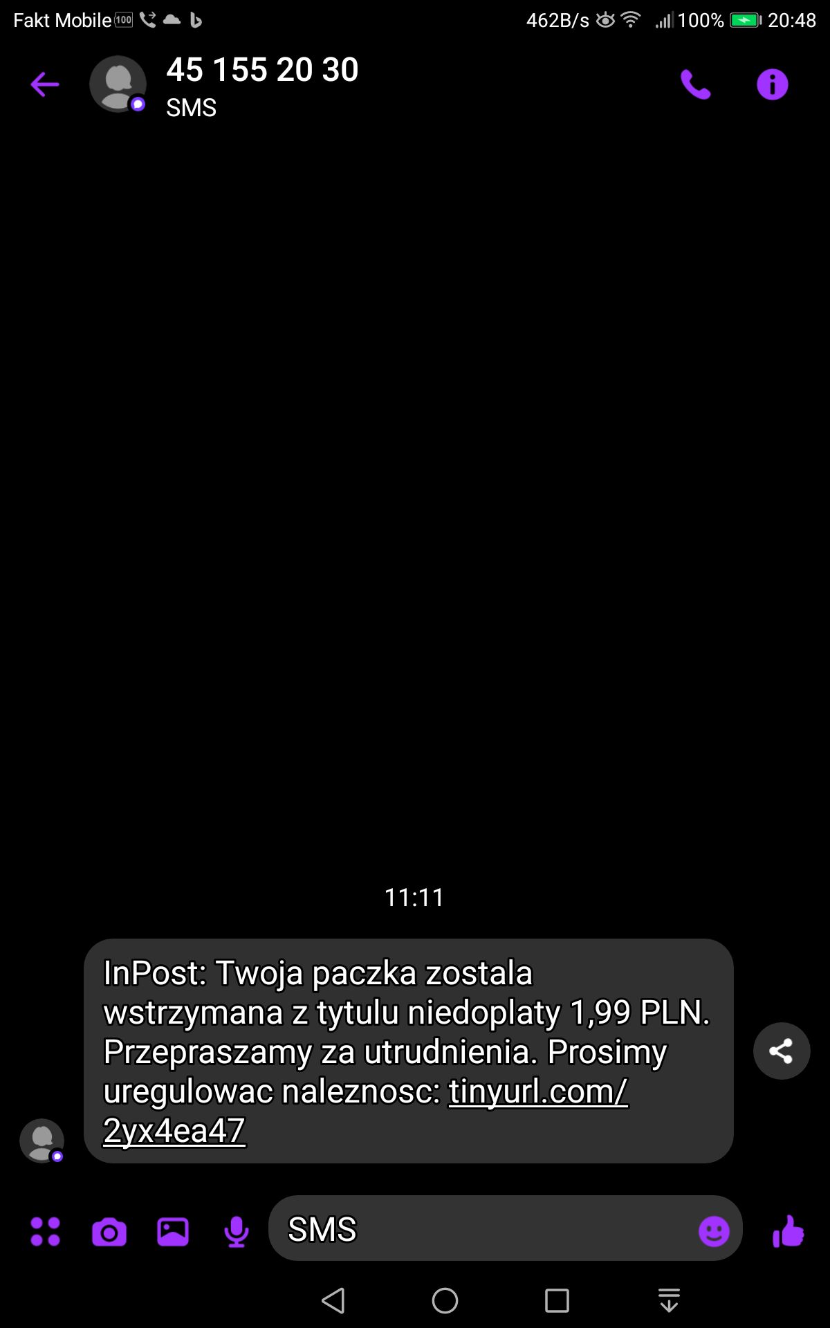 Fałszywy SMS