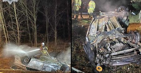 Tragiczny wypadek w Dolnośląskim. 19-latek zginął w płonącym aucie