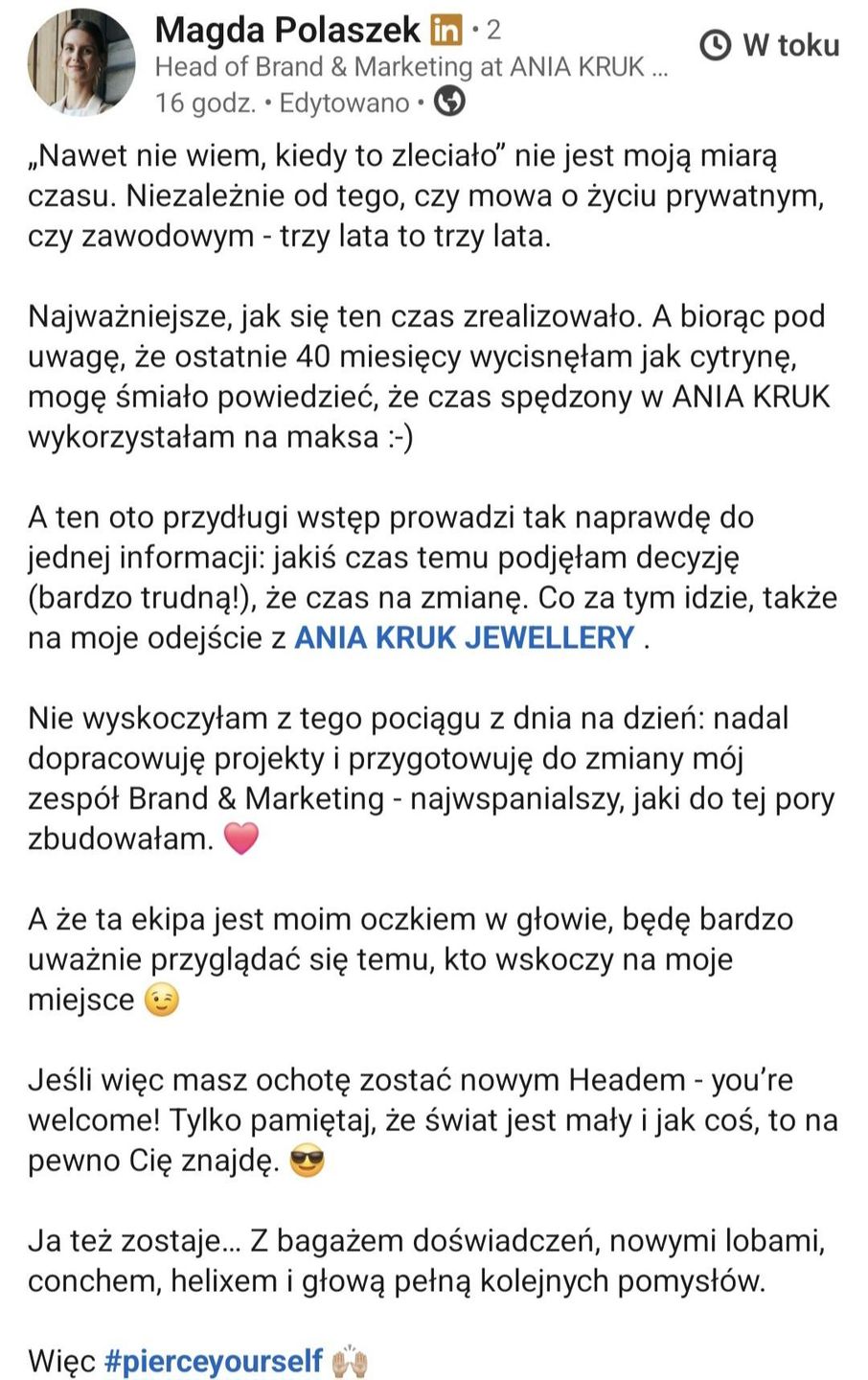 screen LinkedIn Magda Polaszek