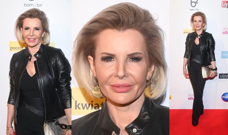 Gładka twarz Joanny Racewicz pozuje na premierze filmu "Marzec '68"