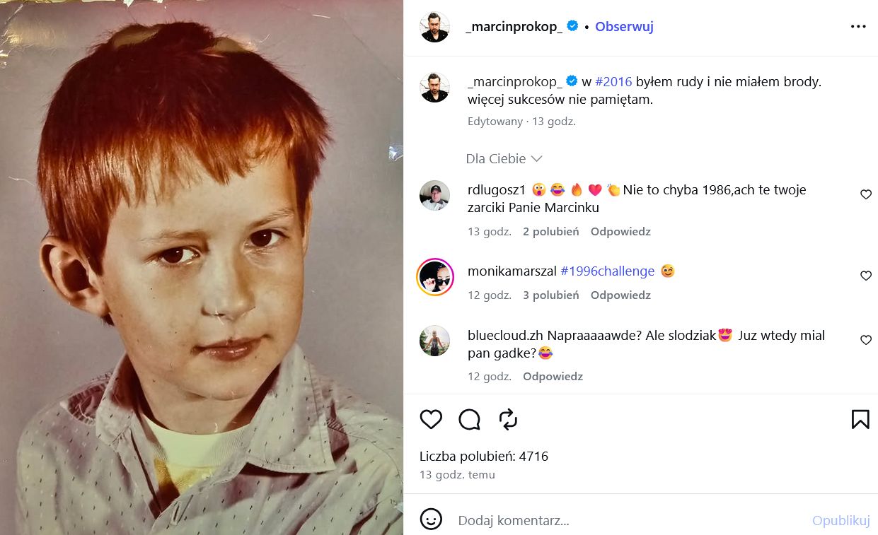 Marcin Prokop w młodości 