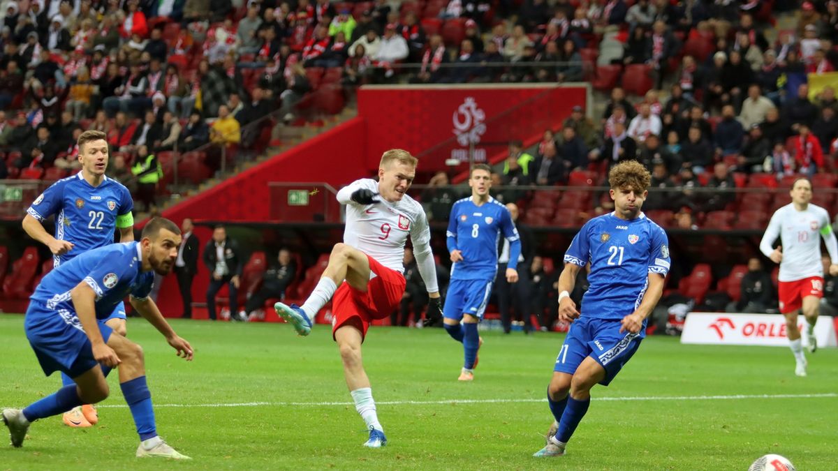 Kadr z październikowego meczu Polski z Mołdawią.