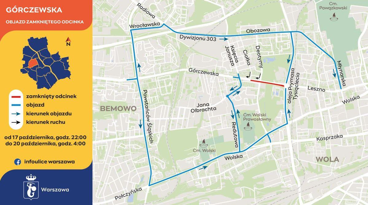 Warszawa: Weekendowy remont na Woli. Objazdy i zmiany w komunikacji