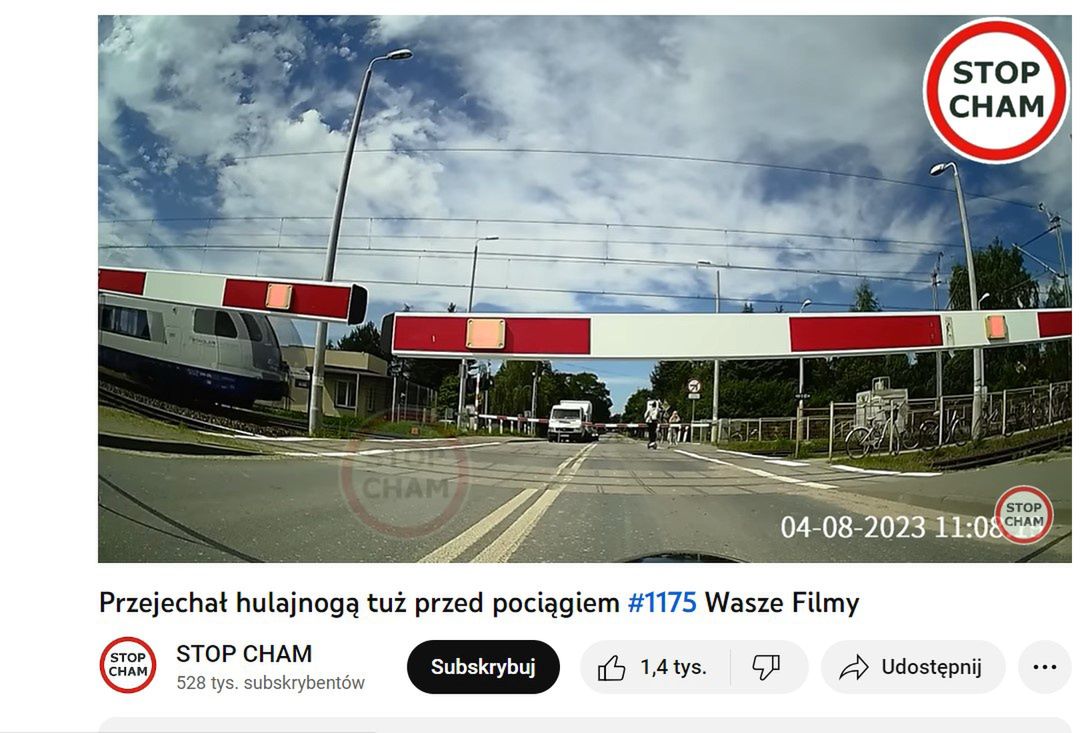 Szok! Ledwo zdążył przed pociągiem. 