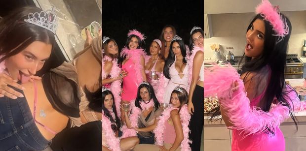 Balanga u Kylie Jenner: różowe sukienki, zabawa z siostrami, Hailey liżąca POŚLADEK solenizantki. Timothee nie wpadł z życzeniami... (ZDJĘCIA)