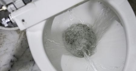 Wrzuć trzy kulki do spłuczki. "Wyżrą" cały kamień