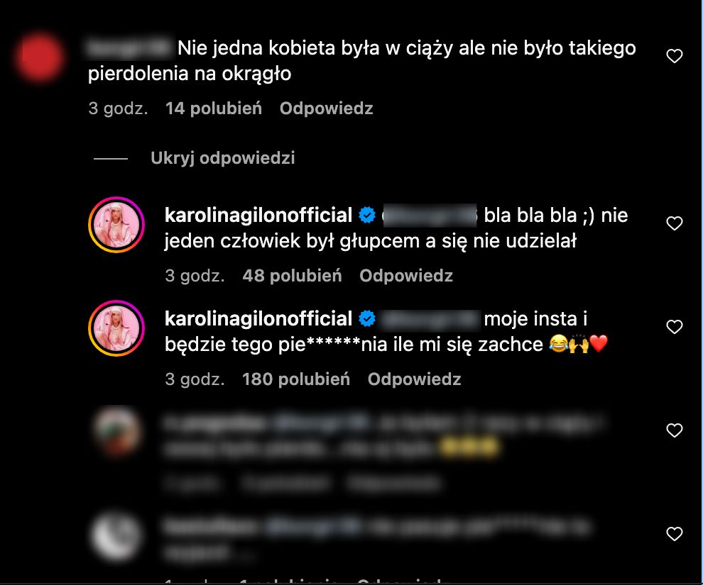 Karolina Gilon odpyskowała internaucie